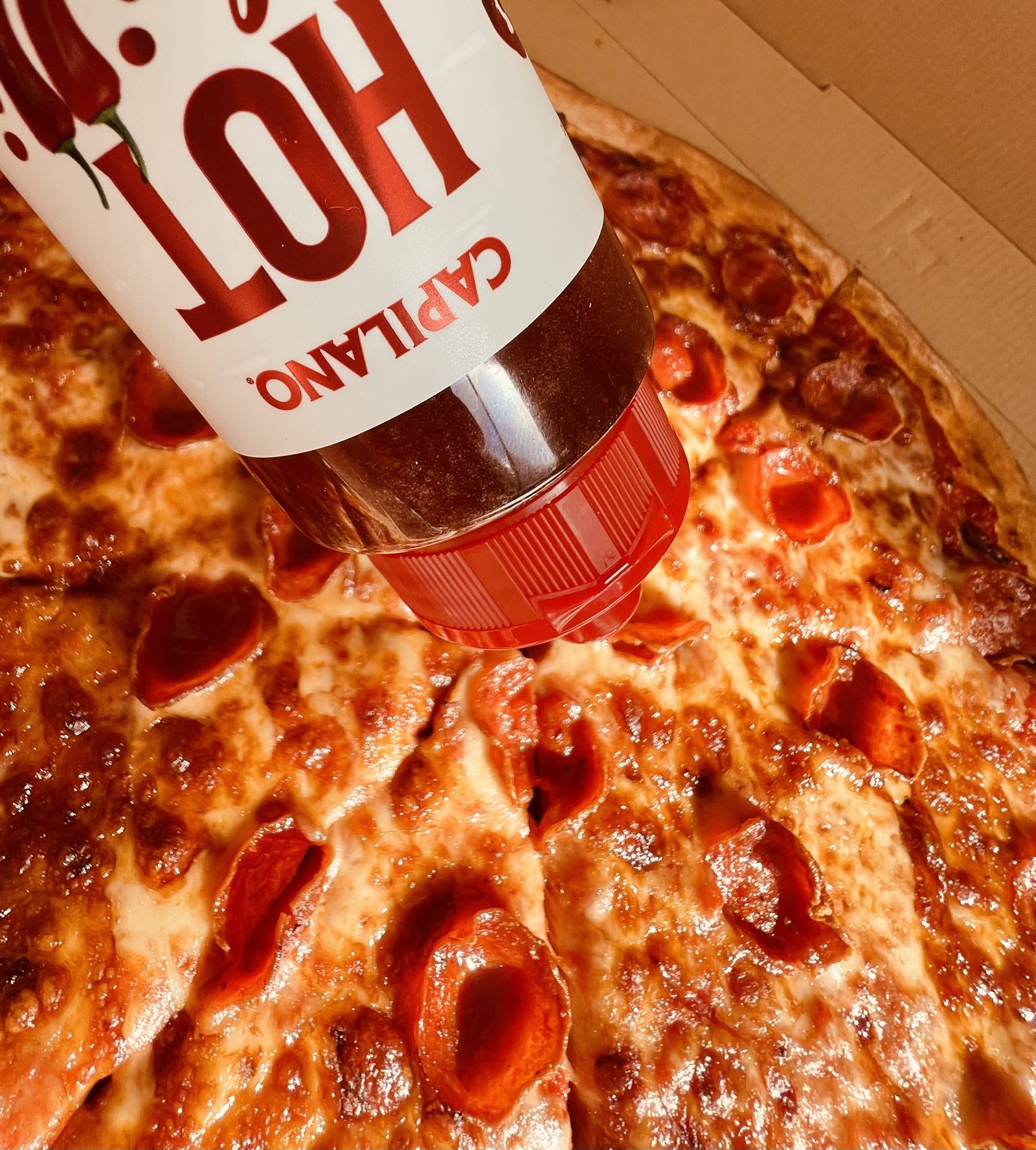 Hot honey pepperoni pizza